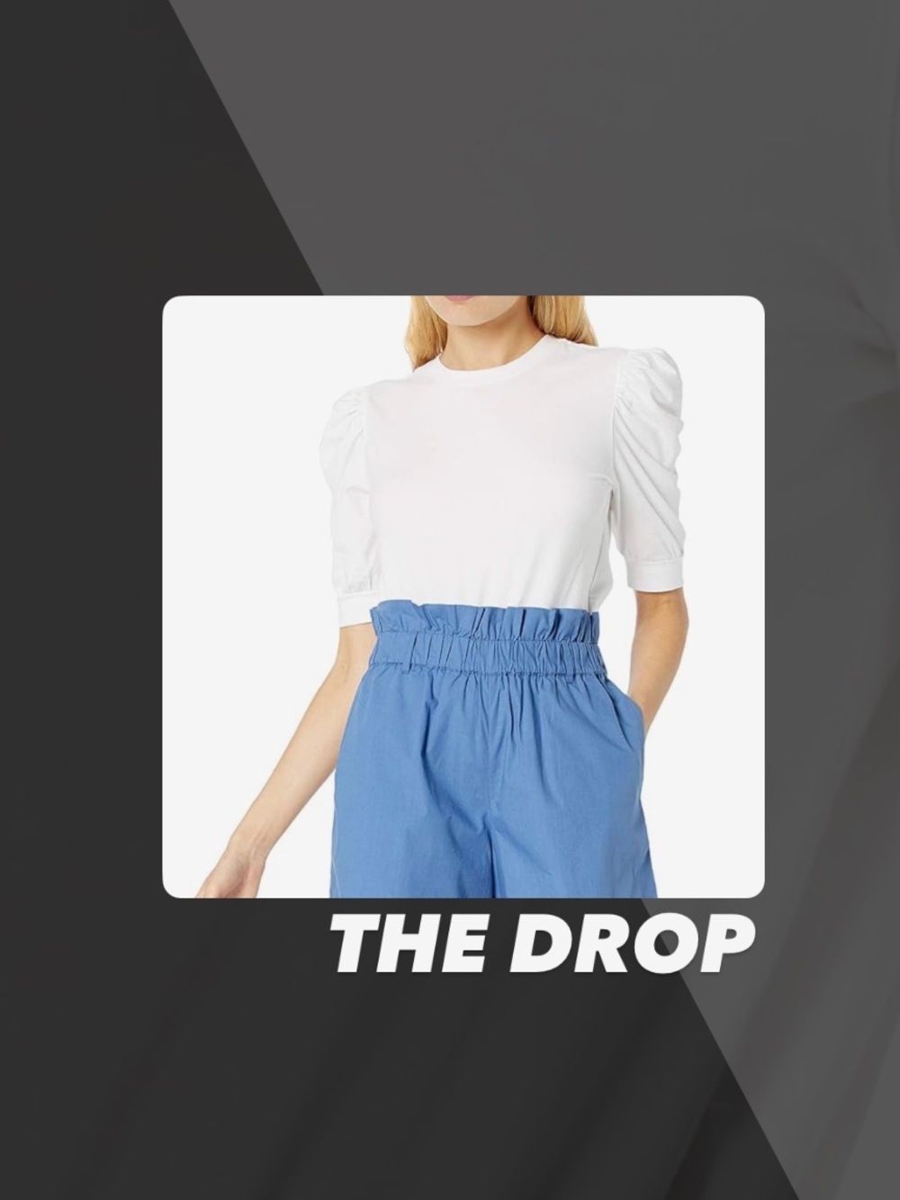 EUC The Drop White Puff Sleeve Tee Shirt